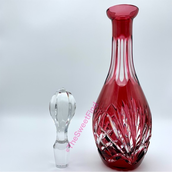 Nachtmann Nierstein Cranberry Ruby Cut to Clear Crystal Decanter RARE 1960s MINT - Picture 9 of 16
